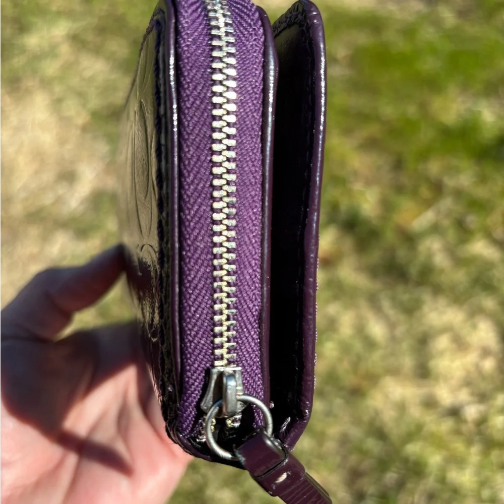 Coach Trifold Deep Prple Turnlock Wallet - Picture 5 of 13